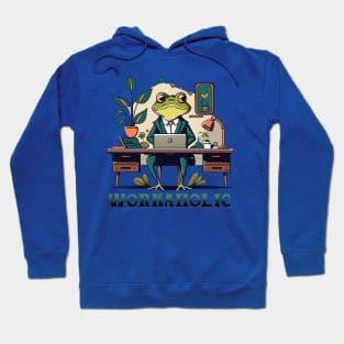 Workaholic cartoon frog Hoodie